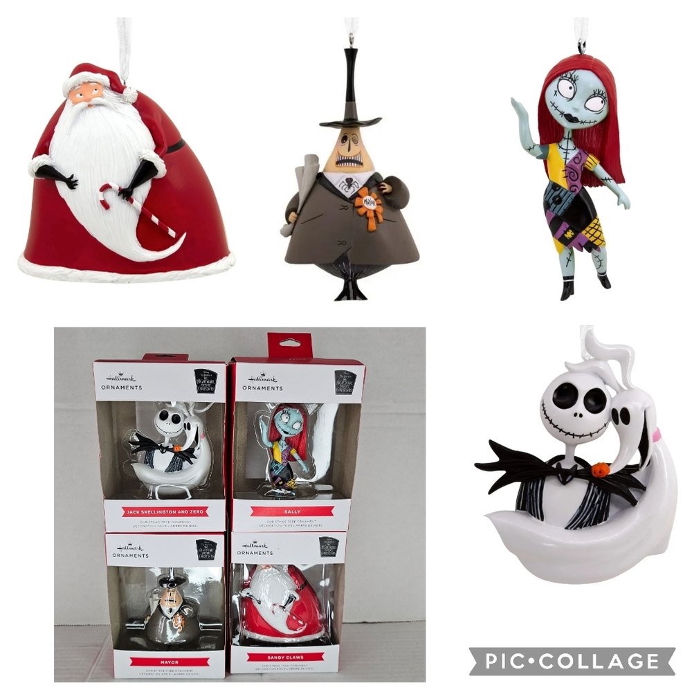 New Hallmark Set Nightmare Before Christmas Jack Zero Sally Mayor Sandy Ornament